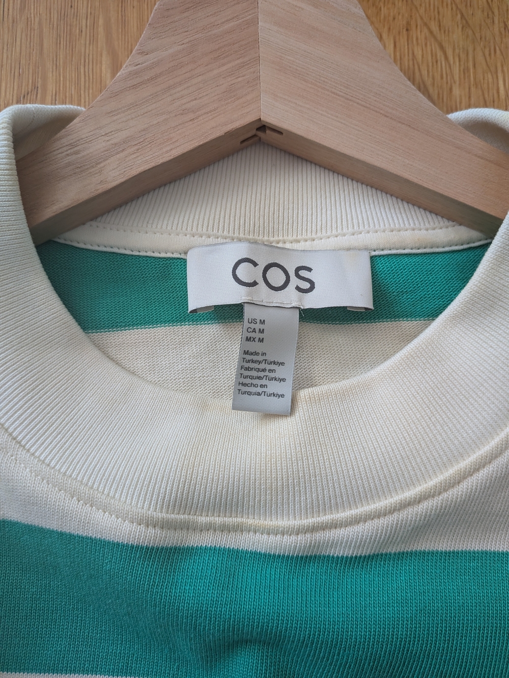 COS Highline Green & Cream Wide-Stripe Tee - Picture 5 of 6